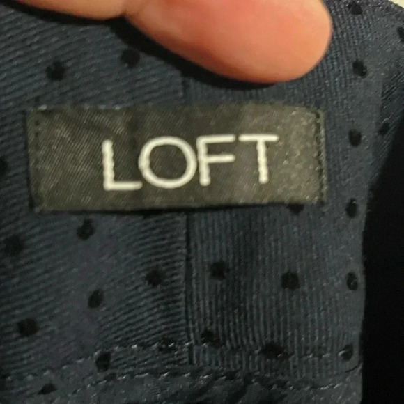 Loft Marisa Skinny Velvet Dot Pants in Navy Blue size 4 Textured Ankle Crop - Picture 6 of 9